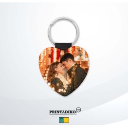 Keyring PU Leather Heart 1-sided