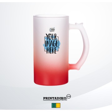 Beer Mug 16oz Frosted Colored Bottom