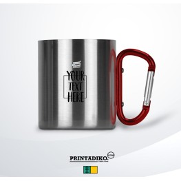 Mug Stainless Steel With Red Handle 8oz