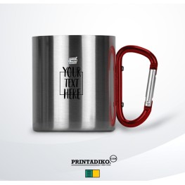Mug Stainless Steel With Red Handle 11oz