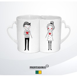 Mug (Heart Handle Couple) 11oz